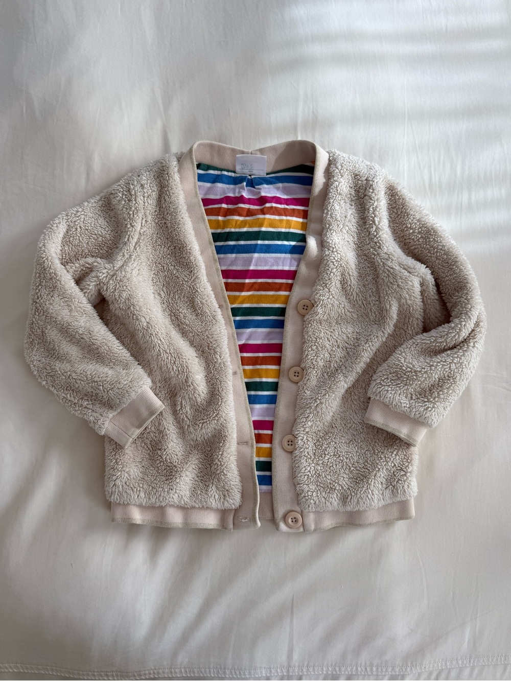 Hanna Andersson Cream Sherpa Button Cardigan size 120 cm 6-7